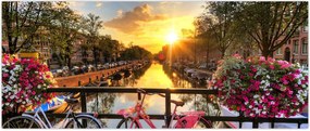 Tablou - Răsărit de soare la Amsterdam (120x50 cm)