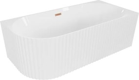 Mexen Gia cadă de sine stătătoare colțară striată dreapta 150 x 75 cm, alb lucios, preaplin cupru periat - 52701507500P-65