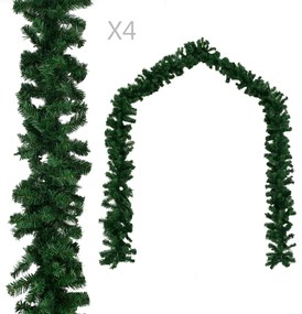 vidaXL Ghirlande de crăciun, 4 buc., verde, 270 cm, pvc