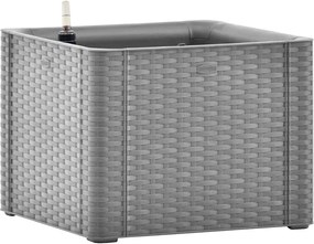 vidaXL Strat înălțat de grădină cu sistem auto-udare, gri, 43x43x33 cm