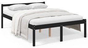 810613 vidaXL Pat pentru seniori, negru, 120x200 cm, lemn masiv de pin