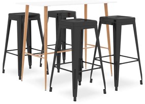 vidaXL Set mobilier de bar, 5 piese, alb și negru