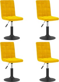 vidaXL Scaune de bucătărie pivotante 4 buc. catifea galben muștar