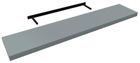 Raft de perete cu suport ascuns, 118x23.5x3.8 cm, MDF Gri
