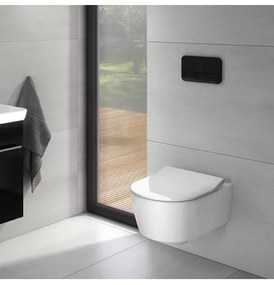 Set vas WC rimless suspendat, Villeroy&amp;Boch Soul, cu capac inchidere lenta si rezervor Geberit Duofix Sigma UP320