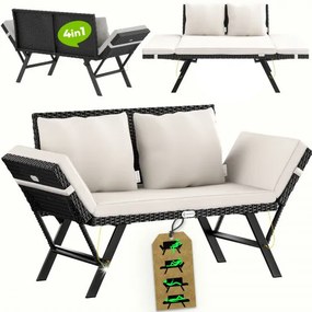 Deuba Banca ratan de gradina 176x56x81cm - neagra