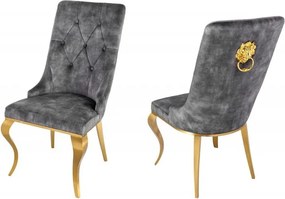 Set 2 scaune stil baroc Modern Barock, gri/ auriu