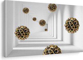 Tablou abstract cu mingi de fotbal (90x60 cm)