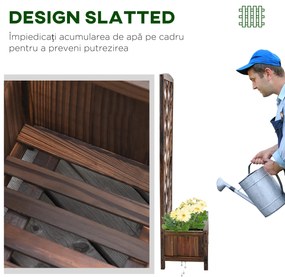 Outsunny Jardinieră pentru Exterior din Lemn, Jardinieră cu Spalier pentru Plante Agățătoare, 60x30x122.5 cm, Maro | Aosom Romania