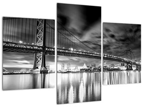 Tablou - Podul Benjamin Franklin, Philadelphia, alb-negru (90x60 cm)
