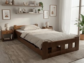 Pat de o persoana inalt Naomi 90x200 cm, stejar Saltele: Fara saltea, Somiera pat: Cu lamele drepte