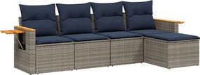 vidaXL Set canapea de grădină cu perne, 5 piese, gri, poliratan