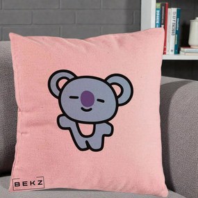 Perna Personalizata BT21 Koya Kawaii, 40x40 cm, Roz, Husa Detasabila, Perna Inclusa, BEKZ®