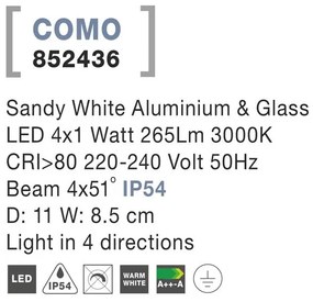 Aplica LED ambientala de exterior IP54 COMO 4 alba NVL-852436
