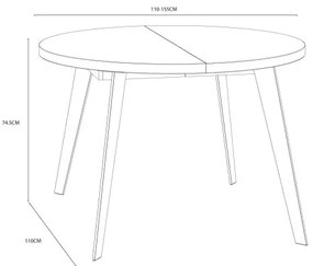 Masa Rotunda Extensibila Tabia Alb, 110/155 Cm