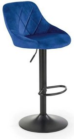 Scaun bar H101, albastru/negru, stofa catifelata/metal, 47x45x84/106 c