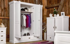 Dulap lemn masiv alb Florence, 193 × 62 × 218 cm