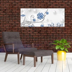 Tablou - Lebede albastre (120x50 cm)