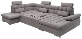 Colțar gri extensibil, cu spațiu de depozitare (cu colț pe partea stângă, în formă de "U") Merkur – Ropez