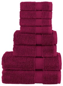 vidaXL Set de prosoape premium SOLUND, 8 piese, bordo, 600 g/m²