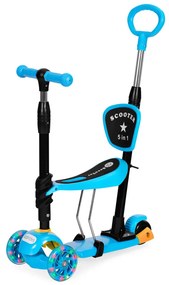 Scuter cu trei roți cu roți Led 3 în 1 albastru