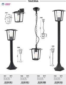 Stalp mediu pentru iluminat exterior IP44 Taverna negru, transparent