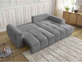 Colțar gri extensibil/cu spațiu de depozitare cu tapițerie din țesătură bouclé (cu colț pe partea dreaptă/cu șezlong) Roxelane – Bobochic Paris