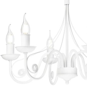 Lustră pe lanț DONATO 6xE14/40W/230V alb