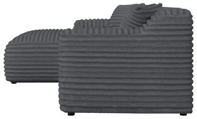 Colțar gri închis cu tapițerie din catifea reiată (cu colț pe partea stângă, cu șezlong) Martin – Ropez