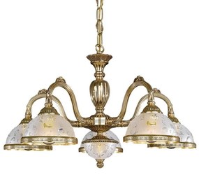 Lustra design clasic cu 5 brate din alama si sticla 6202