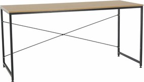Masa birou MELLORA, stejar/negru, DTD laminat/metal, 150x60x72 cm