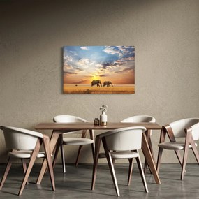 Tablou - Elefanți rătăcind în savană (90x60 cm)