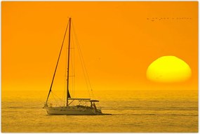Tablou - Barca în mijlocul mării (90x60 cm)