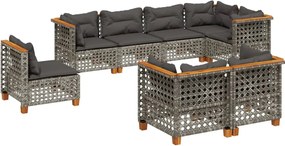 vidaXL Set canapele de grădină cu perne, 8 piese, gri, poliratan