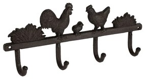 Cuier din fonta, negru, 4 agatatoare, Basse Cour Brown