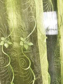 Perdea din voal nuanță verde și broderie verde cod 2041