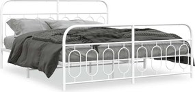 vidaXL Cadru de pat metalic cu tăblie de cap/picioare, alb, 183x213 cm