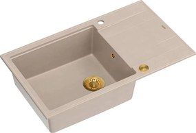 Chiuveta compozit incastrata Quadron Unique Evan 136 XL bej - auriu 86x50 cm