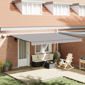 Marchiză Retractabilă Manuală cu Lumină LED Gri Deschis 450x300 cm