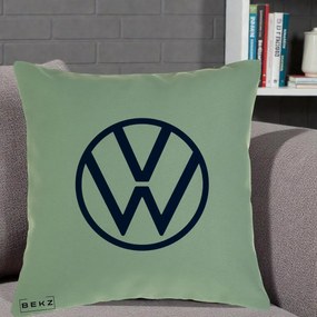 Perna Personalizata cu emblema Volkswagen, 40x40 cm, Verde, Husa Detasabila, Perna Inclusa, BEKZ®
