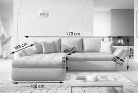 Colțar extensibil dumonde cu ladă de depozitare si sezut confortabil din spuma high-density, Loana Euphoria Black II 270x185 cm