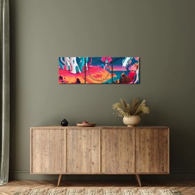 Tablou - Prinț și prințesa cu dragon (cu ceas) (90x30 cm)