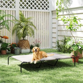 PawHut Pat Ridicat pentru Câini de Talie Mare, Portabil, cu Cadru din Oțel și Plasă Respirabilă, Ușor de Asamblat, Bej, 152x94x23 cm | Aosom Romania