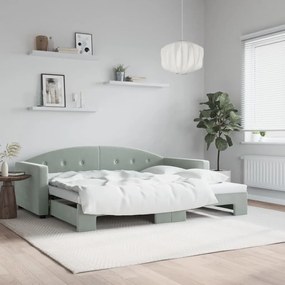 vidaXL Pat de zi cu extensie, gri deschis, 90x200 cm, catifea
