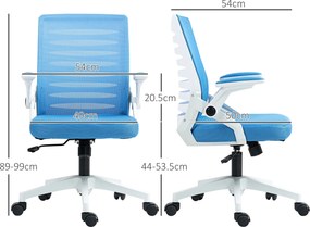 Vinsetto Scaun Ergonomic Reglabil pe Înălțime cu Cotiere de Ridicare, Scaun de Birou Pivotant din Poliester, 54x54x89-99 cm, Albastru | Aosom Romania