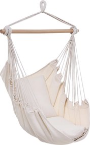 Outsunny Fotoliu suspendat exterior scaun-hamac cu 2 perne, interior și exterior, din țesătură bumbac amestec, crem | Aosom Romania