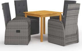 vidaXL Set mobilier de grădină, 5 piese, gri