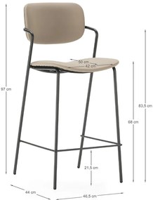 Scaune de bar bej 2 buc. (înălțime șezut 68 cm) Maika – Marckeric