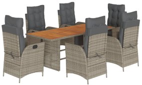 3213370 vidaXL Set mobilier de grădină cu perne, 7 piese, gri, poliratan