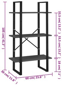 Raft de depozitare, gri, 60x30x105 cm, PAL Gri, 1, Lemn compozit